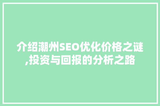 介绍潮州SEO优化价格之谜,投资与回报的分析之路  第1张
