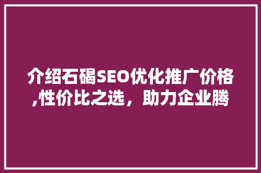 介绍石碣SEO优化推广价格,性价比之选，助力企业腾飞