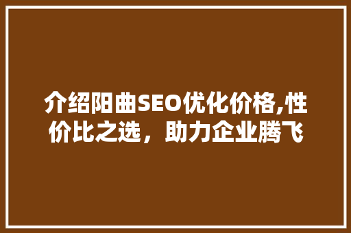 介绍阳曲SEO优化价格,性价比之选，助力企业腾飞