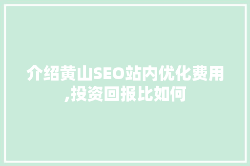 介绍黄山SEO站内优化费用,投资回报比如何