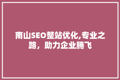 南山SEO整站优化,专业之路，助力企业腾飞