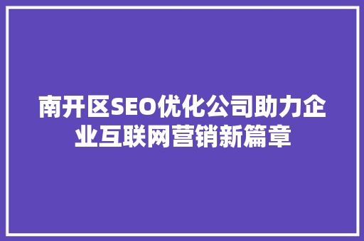 南开区SEO优化公司助力企业互联网营销新篇章