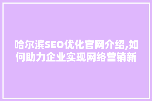 哈尔滨SEO优化官网介绍,如何助力企业实现网络营销新突破