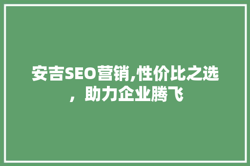 安吉SEO营销,性价比之选，助力企业腾飞
