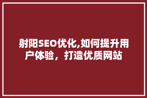 射阳SEO优化,如何提升用户体验，打造优质网站