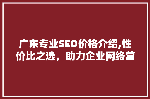 广东专业SEO价格介绍,性价比之选，助力企业网络营销腾飞