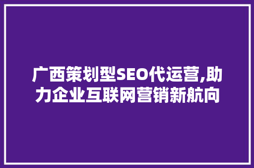 广西策划型SEO代运营,助力企业互联网营销新航向  第1张