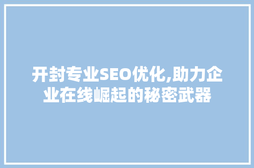 开封专业SEO优化,助力企业在线崛起的秘密武器