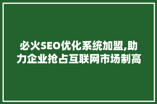 必火SEO优化系统加盟,助力企业抢占互联网市场制高点