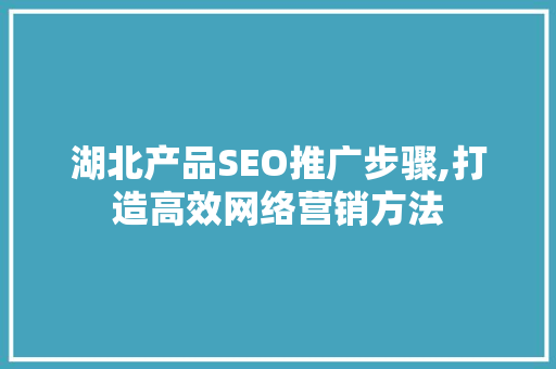 湖北产品SEO推广步骤,打造高效网络营销方法
