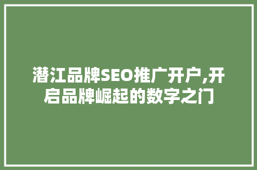 潜江品牌SEO推广开户,开启品牌崛起的数字之门
