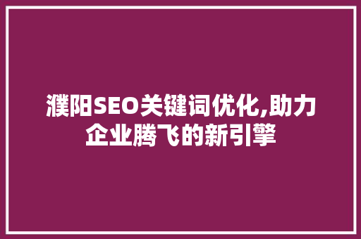 濮阳SEO关键词优化,助力企业腾飞的新引擎