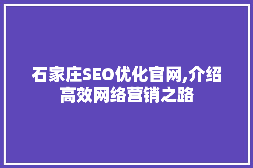 石家庄SEO优化官网,介绍高效网络营销之路