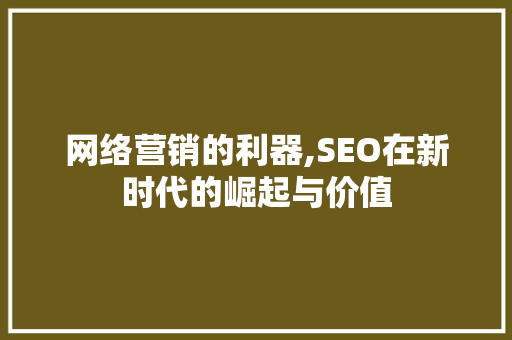 网络营销的利器,SEO在新时代的崛起与价值