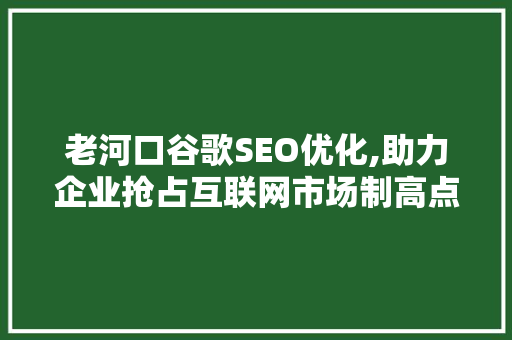 老河口谷歌SEO优化,助力企业抢占互联网市场制高点