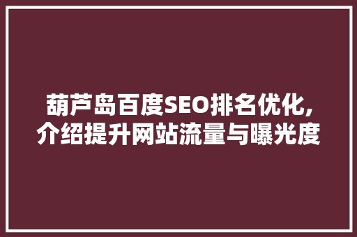 葫芦岛百度SEO排名优化,介绍提升网站流量与曝光度的方法