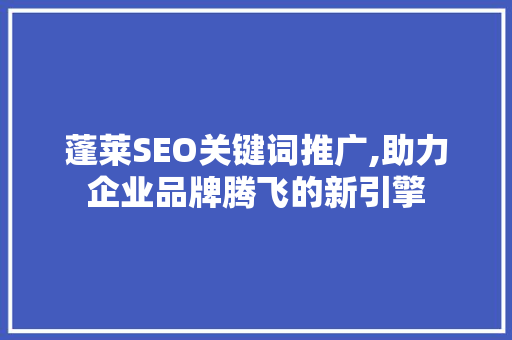 蓬莱SEO关键词推广,助力企业品牌腾飞的新引擎