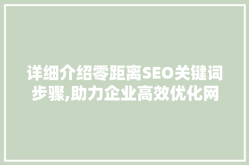 详细介绍零距离SEO关键词步骤,助力企业高效优化网站排名