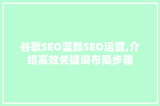谷歌SEO蓝颜SEO运营,介绍高效关键词布局步骤