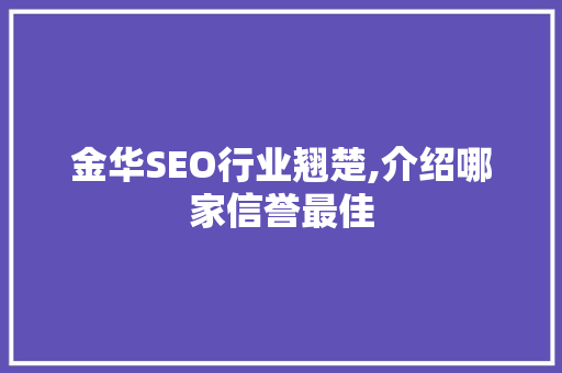 金华SEO行业翘楚,介绍哪家信誉最佳