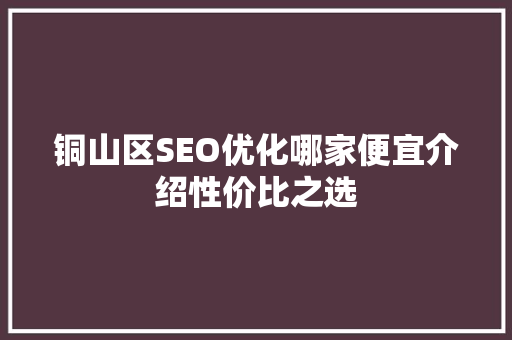 铜山区SEO优化哪家便宜介绍性价比之选