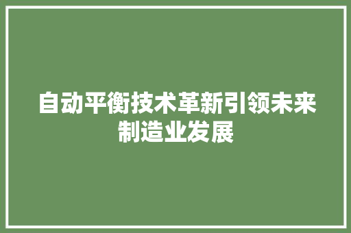 自动平衡技术革新引领未来制造业发展