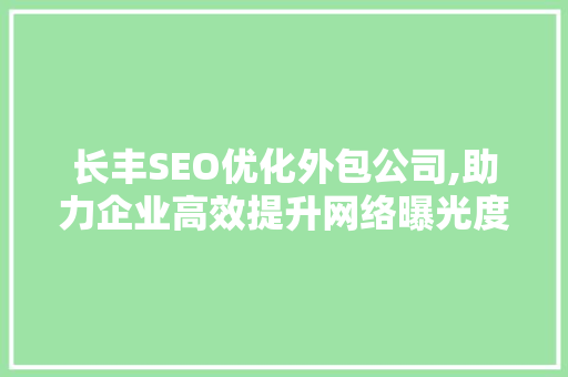 长丰SEO优化外包公司,助力企业高效提升网络曝光度