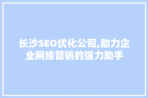 长沙SEO优化公司,助力企业网络营销的强力助手