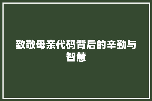 致敬母亲代码背后的辛勤与智慧