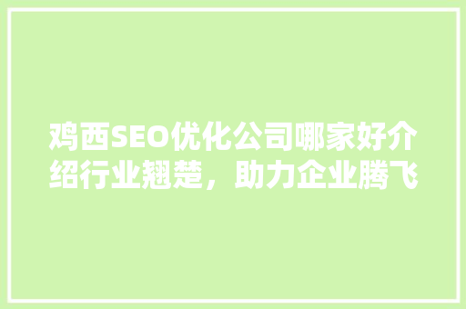 鸡西SEO优化公司哪家好介绍行业翘楚，助力企业腾飞