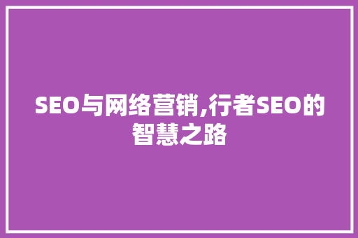 SEO与网络营销,行者SEO的智慧之路