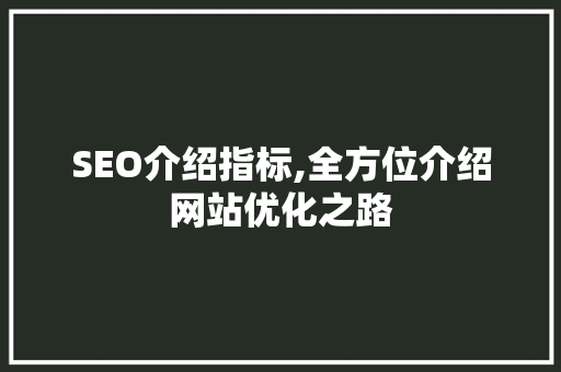 SEO介绍指标,全方位介绍网站优化之路