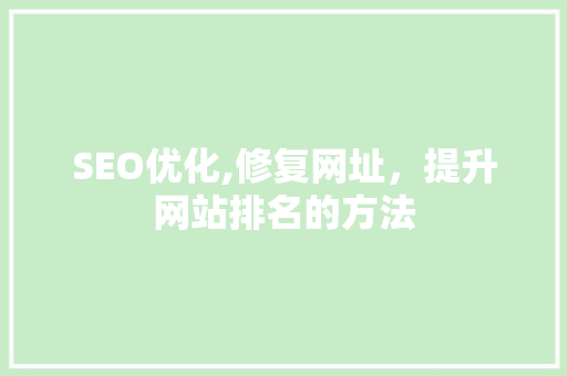 SEO优化,修复网址，提升网站排名的方法  第1张
