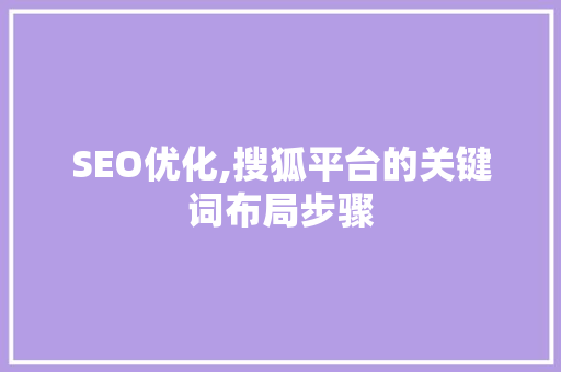 SEO优化,搜狐平台的关键词布局步骤