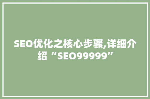SEO优化之核心步骤,详细介绍“SEO99999”  第1张