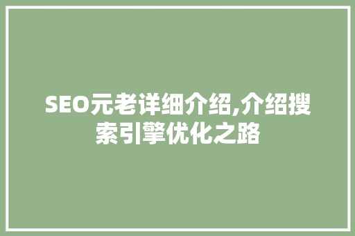 SEO元老详细介绍,介绍搜索引擎优化之路