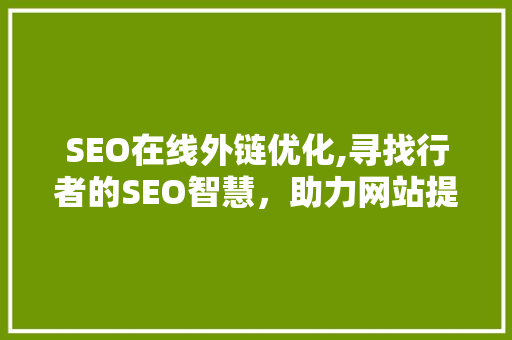 SEO在线外链优化,寻找行者的SEO智慧，助力网站提升排名