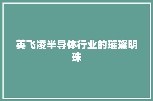 英飞凌半导体行业的璀璨明珠