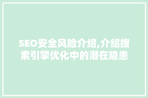 SEO安全风险介绍,介绍搜索引擎优化中的潜在隐患