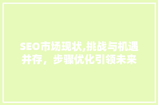 SEO市场现状,挑战与机遇并存，步骤优化引领未来