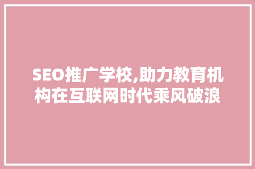 SEO推广学校,助力教育机构在互联网时代乘风破浪