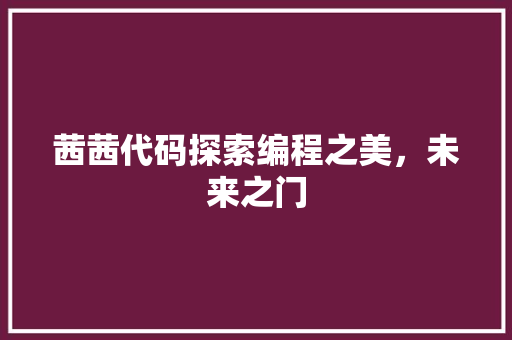 茜茜代码探索编程之美，未来之门