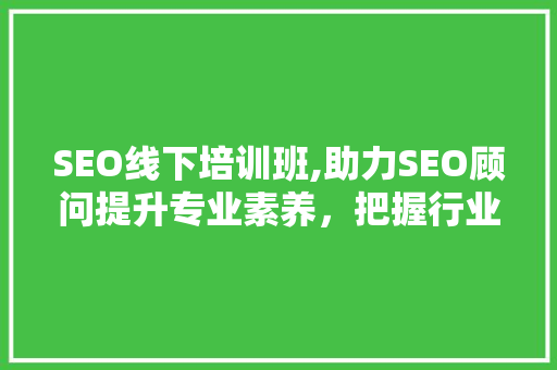 SEO线下培训班,助力SEO顾问提升专业素养，把握行业脉搏