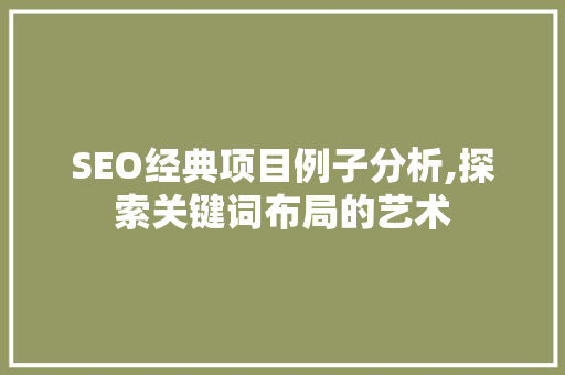 SEO经典项目例子分析,探索关键词布局的艺术