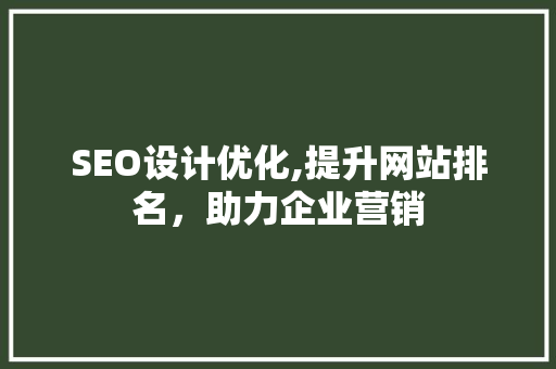 SEO设计优化,提升网站排名，助力企业营销