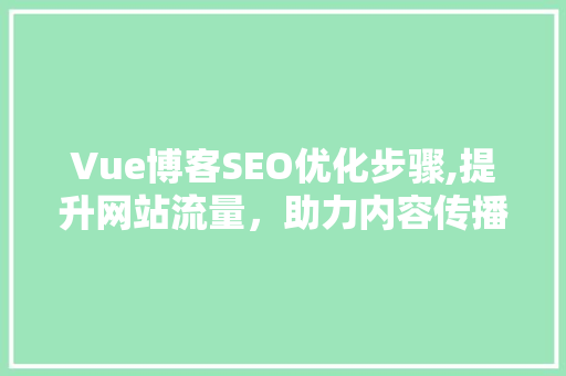 Vue博客SEO优化步骤,提升网站流量，助力内容传播