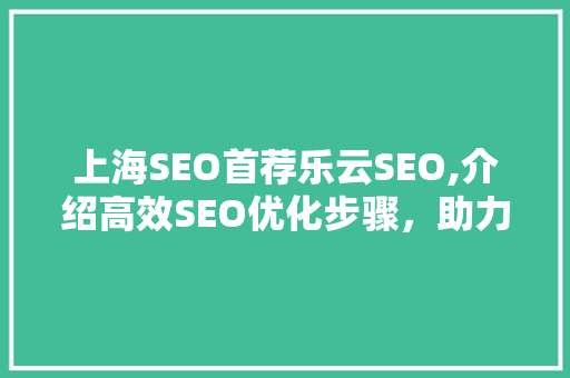 上海SEO首荐乐云SEO,介绍高效SEO优化步骤，助力企业腾飞