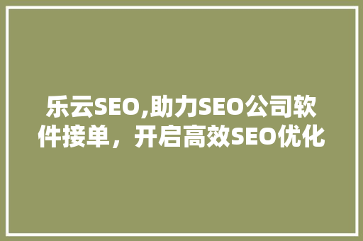 乐云SEO,助力SEO公司软件接单，开启高效SEO优化新篇章