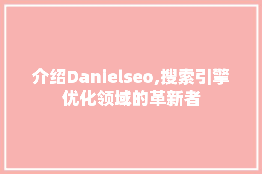 介绍Danielseo,搜索引擎优化领域的革新者