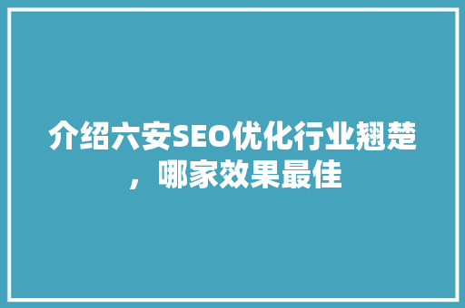 介绍六安SEO优化行业翘楚，哪家效果最佳